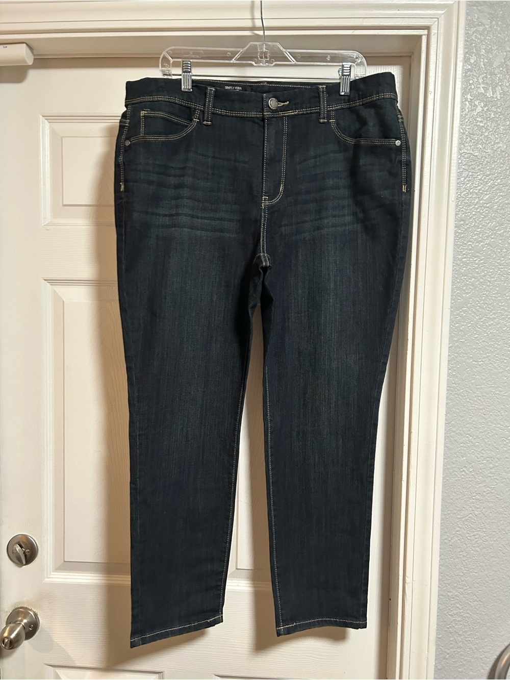 Simply, Vera Vera Wang  Dark Wash Skinny Straight Leg Jeans